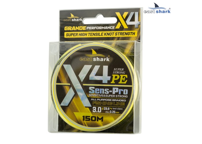 Шнур EastShark Sens-Pro X4 150м 0,20мм #2.0 желтый