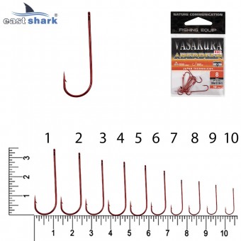 Крючки NEW EastShark Vasakura ABERDEEN RED № 10 (уп/10 шт)