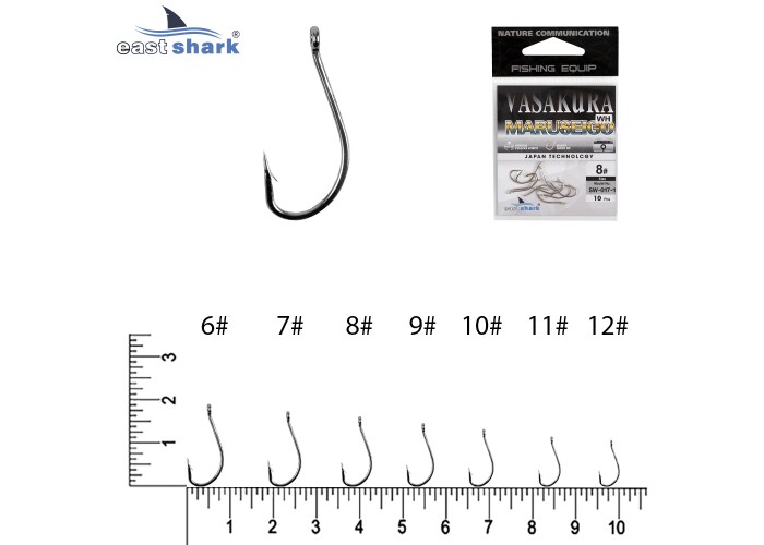 Крючки NEW EastShark Vasakura Maruseigo бел.№ 6 (уп/10 шт)