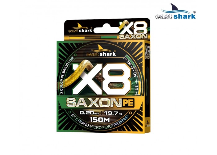 Шнур EastShark Saxon PE X8 150м 0,12 мм #0,6 3color