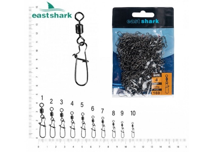 Вертлюг + карабин  Американка техническая упаковка 190 шт №8