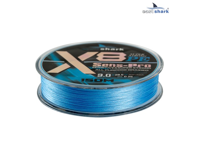 Шнур EastShark Sens-Pro X8 150м 0,25мм #3.0 голубой