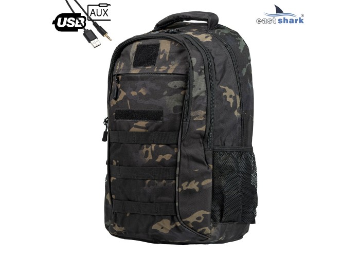 Рюкзак EastShark S-016-1 (USB, AUX) черный камуфляж