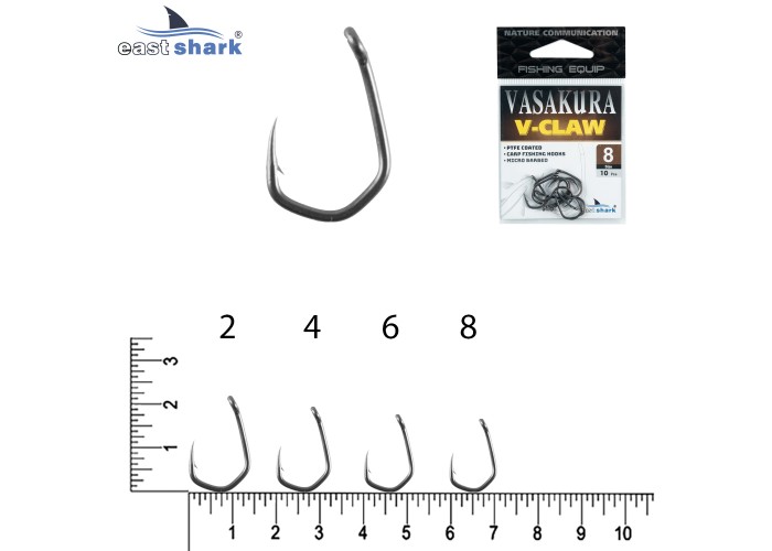 Крючки тефлон NEW EastShark Vasakura V-CLAW № 6