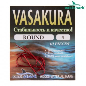 Крючки ROUND Red (красные) Vasakura № 6 (уп/10 шт)